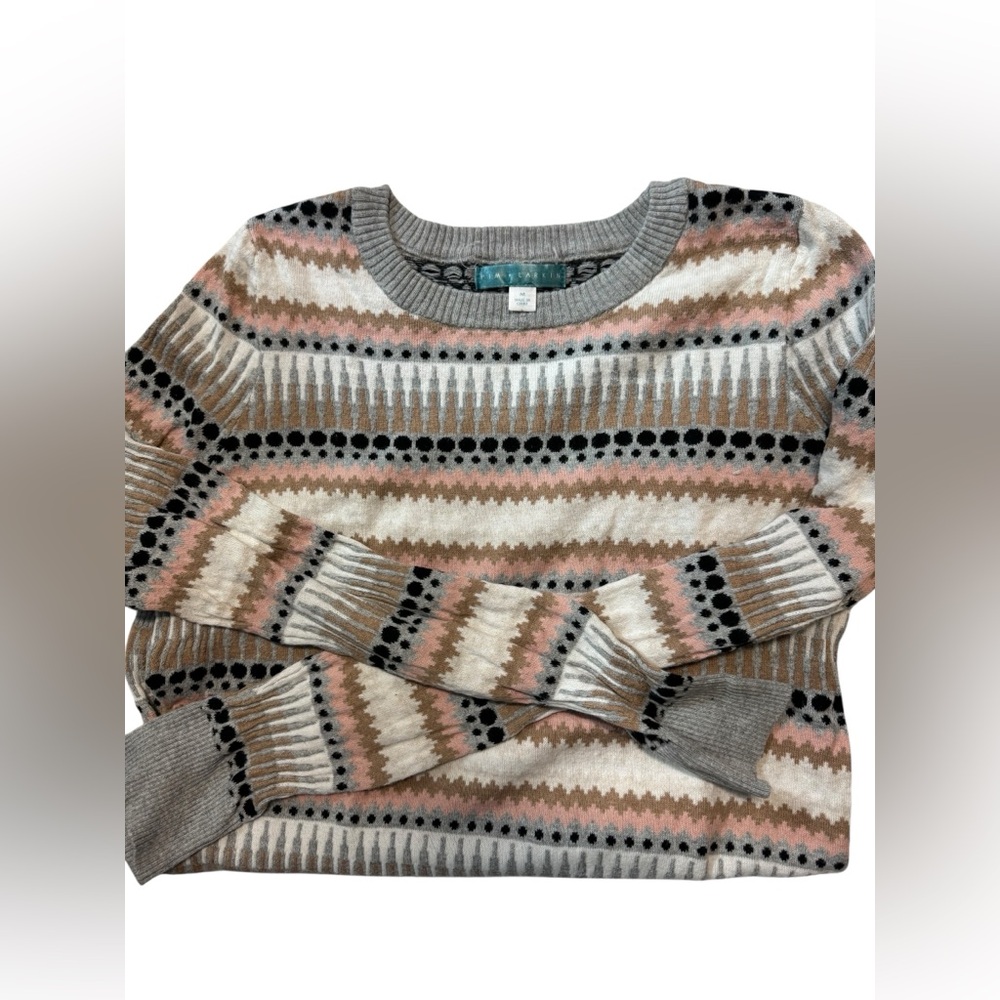 Pim + Larkin Striped Pink and Brown Sweater